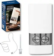 Salt and Pepper Grinder Set, 2-in-1 Dual Compartment 100ml Center Load Electric Pepper and Salt Grinder for Home Grilling, Seasoning, Adjustable Coarseness, with USB Cable (White)