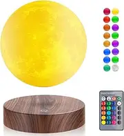 [Vnemofey] Levitating Moon Night Light 16 Colors Touch Base,Novelty Lighting 3D Printed & Floating & Spinning, Magnetic Levitation Moon Lamp for Room Table & Office Desk Decor, Unique Gifts