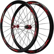 700C Disc Brakes Road Bike Wheelset Flat Spokes Bicycle Wheels Quick Release Bearing Hubs Fit 7-12 Speed Cassette C/V Brake 40mm Rims (Color : Red, Size : 700C)