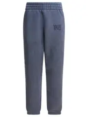 [Alexander Wang] Alexander Wang-Essential Terry Classic Sweatpant Puff Paint Logo Trousers Blu-Donna M