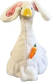 Easter Goose Outfit,Plush Cute Long Ear Easter Bunny Girl Outfit,Lawn Goose Outfit Garden Goose Costume for Goose Decoration (White Rosy)