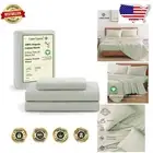 Soft Twin XL Organic Cotton Sheet Set - Breathable Percale Weave in Mineral
