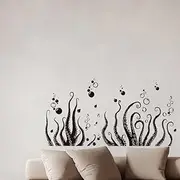 GOMAKERER 2 Sheets Black Octopus Tentacles Wall Stickers, 2 Sizes Sea Animal Wall Decals Removable Peel and Stick Wall Stickers for Bedroom Bathtub Toilet Living Room Decor, 90x30cm/60x30cm