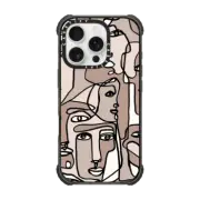 iPhone 16 Pro Ultra Impact Case MagSafe Compatible FACE MOSAIC SKETCH 1 DARK SKIN IPHONE, ABSTRACT MINIMAL PEOPLE ILLUSTRATION By Ebi Emporium