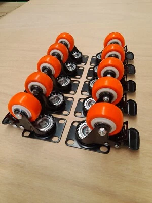 8 * 2" Polyurethane Castor Wheels,8 Swivel Castors (4 with brake), Heavy Duty