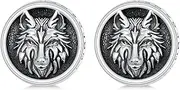 [HARMONY BOLA] Wolf Earrings 925 Sterling Silver Viking Wolf Stud Earrings Jewellery for Men Women, Sterling Silver