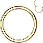 16G Hinged Nose Ring Septum Clicker Cartilage 14k Yellow Gold