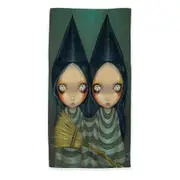 Spooky Halloween Design Siamese Witch Twins Beach Towels Medium Large Extra Large