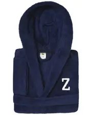 Linum Home Textiles Personalized Linum Kids Large Super Plush Hooded Bathrobe with White Bookman Font (Monogrammed A-Z)