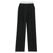 [Alexander Wang] High-Waist Pleated Pant With Logo Elastic