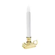 LED Window Candle with Timer in Metallic Holder Gold Color 9 Inch Tall