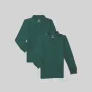 Wonder Nation Boys School Uniform L/S Pique Polo Shirt, 2 Pk, Green, Medium (8)