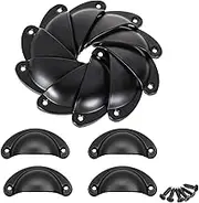 Ymaiss 30packs Seashell Shaped Cup Drawer Knobs Pulls,Vintage Kitchen Cabinets Furniture Wardrobe Medicine Handle,Cup Shell Handles Farmhouse Style, Semicircle(L.:81mm) Black