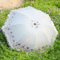 在飛比找樂天市場購物網優惠-蒲公英蕾絲邊公主遮陽傘女韓國小清新簡約可愛防紫外線晴雨傘折疊