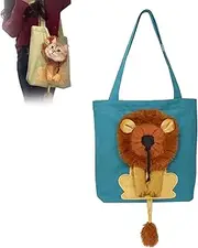 Pet Canvas Shoulder Bag, Lion Shaped Dog Carrying Bag, Cute Lion Shaped Dog Carrying Bags Travel Shopping Camping (Blue)