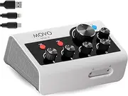 Movo MDX-2 2 Channel Portable Audio Interface – Compact, Battery-Operated Design - Compatible with PC, Mac, iPhone, iPad, and Android, 48V Phantom Power, USB-A, USB-C, & Lightning Cables Included