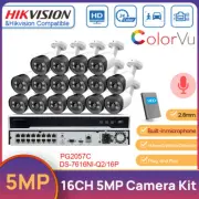 Hikvision 16CH 4K NVR 5MP Full Color MIC Bullet Security Camera System Plug Play