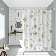 PEVA Shower Curtain Floral Pattern Printed Bath Curtain Waterproof Mildew Proof, Including Hooks 180x180cm 70x70 240cm Long