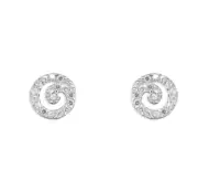 Spiral stud earrings solid Sterling Silver cubic zirconia 8mm width gift box new