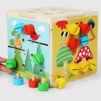 在飛比找蝦皮商城精選優惠-🌈蒙氏兒童木製智力盒擰螺絲螺母形狀配對啟蒙早教顏色認知益智玩