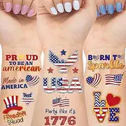 July 4th Temporary Tattoos Patriotic Glitter and Mettalic Party Favors Birthay Party Supplies