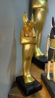God Anubis Statue 10.2in – Handcrafted Egyptian Sculpture with 24K Gold Leafs