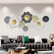 Metal Wall Decoration Modern Wall Decoration Metal Wall Art Decor 3D Flowers Leaves Wall Sculptures Modern Floral Art Hanging Wall Decor for Living Room Bedroom Hotel Home Decorations