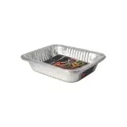 3PK Top Chef Lightweight Foil BBQ Trays with Clear Lids - 32x26x6cm