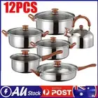 12pcs Cookware Set Frypan Casserole Saucepan Pot Non-stick Fry Pan Cooking NEW