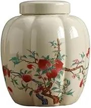 Decorative Ceramic Pumpkin Loose Tea Canister With Sealed Lid Household Vintage Storage Tin Coffee, Candy, Herbs Jar Container(Red)