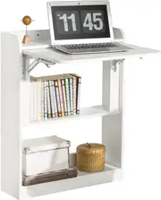 Foldable Computer Desk with Storage Shelves - Home Office Workstation
