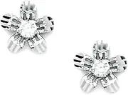 [JewelryWeb] 14k White Gold CZ Simulated Diamond Flower Screw Back Earrings 10x10mm Stud Earring for Women