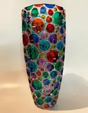 KALEIDOSCOPE HAND PAINTED ITALIAN CRYSTAL VASE