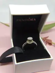 Pandora Sterling Silver 14k gold twisted wire two tone ring size 54 rare retired