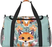 [EdWal] Cute Animal Fox Flowers Print Weekender Bags for Women,Travel Bags Personal Item Travel Bag Luggage Bag Travel Accessories, Black, One Size