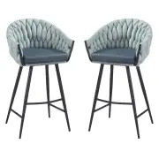 Set of 2 - Peak Fabric Bar Stool 75cm - Ocean Teal