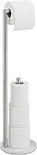 Marble Toilet Paper Holder Stand - Brushed Nickel, Freestanding with Storage, Floor Stand, Silver Toilet Roll Holder, Standing Paper Towel Holder
