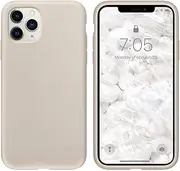 IceSword Compatible with iPhone 11 Pro Case Stone, Thin Liquid Silicone Case, Soft Silk Matte Pure Beige, Tan, Creamy, Gel Rubber Full Body, Cool Protective Shockproof Cover 5.8" 11P - Stone