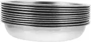 DINHEAROM 10Pcs Stainless Steel Round Mustard Plates Seasoning Dishes for Appetizers Desserts and Condiments Kitchen Tableware for Home Restaurant and Outdoor Use