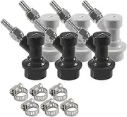 LUCKEG Ball Lock Disconnect Set Keg Fittings with MFL Thread Swivel Nuts,Corny Keg Parts Connectors Fittings with Stainless Steel 5/16'' Gas and 1/4'' Liquid Barbs with clamps for Homebrew (3 pairs)