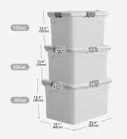 Joybos® Durable Stackable Wheeled Storage Containers with Lids Z18 30 GAL+20 GAL+15 GAL/KIT