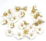 USOSOU 13mm White Flower Sewing Plastic Buttons, Pearl Buttons for Clothing, Shirts, Skirts, Wedding Dresses, Blouse, Jewelry Decorations, Handmade DIY Crafts (50pcs 13mm(1/2"))