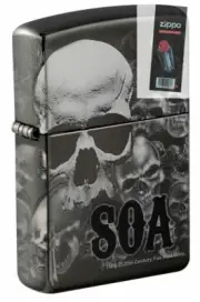 Zippo 49192 Sons of Anarchy 360 Black Ice 2 Sided Lighter + FLINT PACK