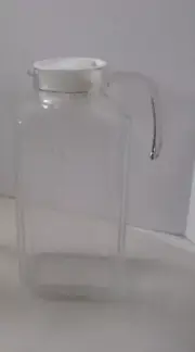 Vintage Italian Clear Ribbed Glass Pitcher with Handle