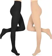 Compression Pantyhose for Women & Men, 2 Pairs 15-20mmHg Medical Graduated Compression Stockings Leggings