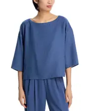 Eileen Fisher Linen Boat Neck Top