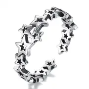 3PCS Copper Ring Fashion Woman Jewelry Retro Simple Adjustable Hollow Five-pointed Star