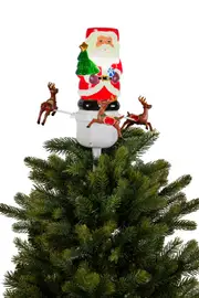 Christmas Tree Topper Santa with Movement Images Lights Snow & Music