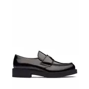 [Prada] Prada Chocolate Brushed Leather Loafers 11.5 US BLACK