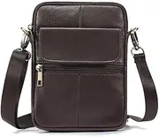 [JR Joyreap] Genuine leather men's crossbody bag oiled wax leather Satchel Crossbody Bag (Coffee)